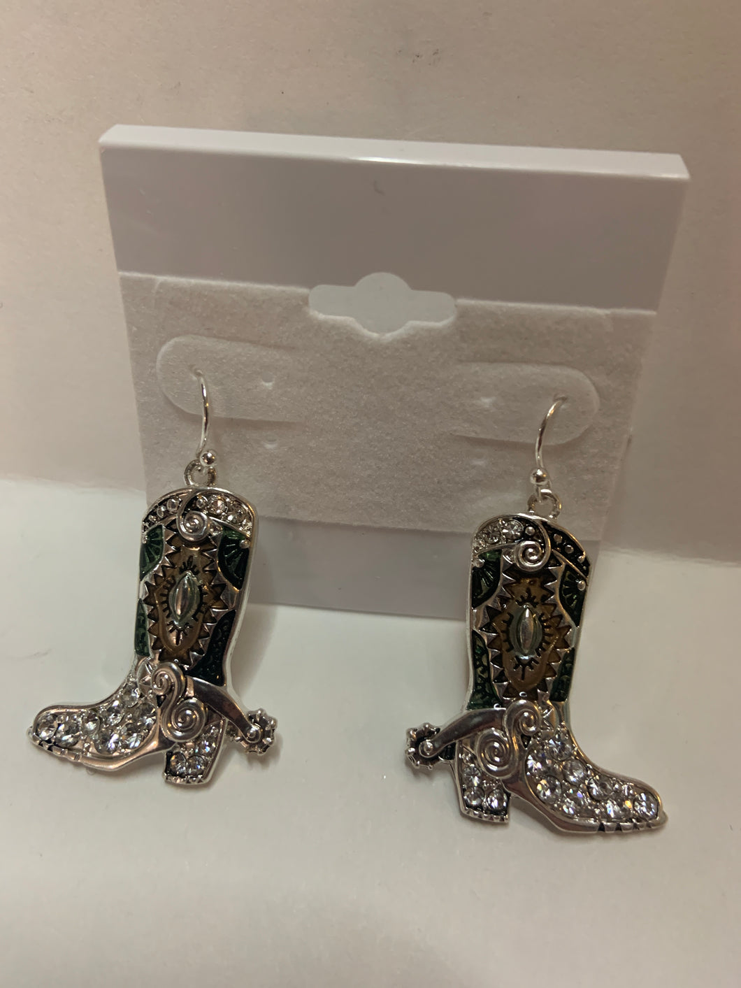 Cowboy boots bling earrings