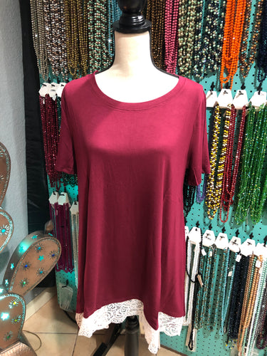 Burgundy lace bottom top