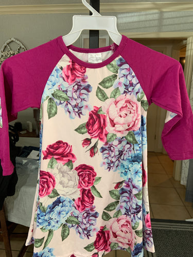 Floral kids dress elbow patches