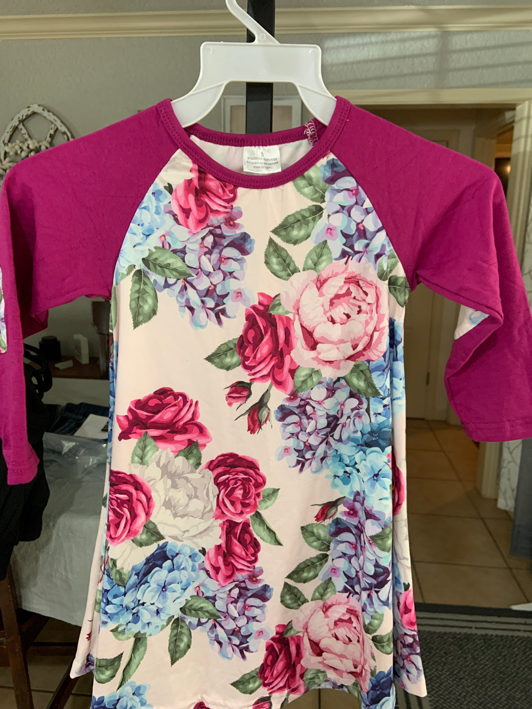 Floral kids dress elbow patches