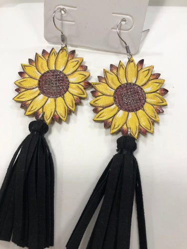 Sunflower tassel earrings